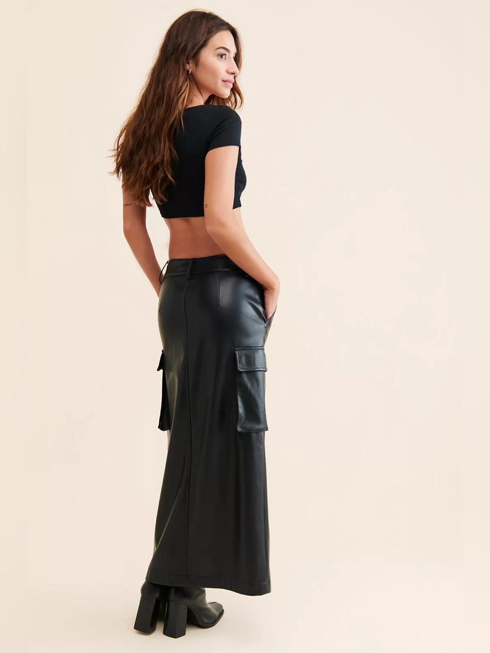 Anthropologie Avec Les Filles Cargo Vegan Leather Skirt